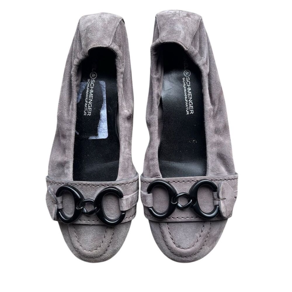 Kennel & Schmenger Women's Gray Ballet Flats Size 4 with Buckle Accent